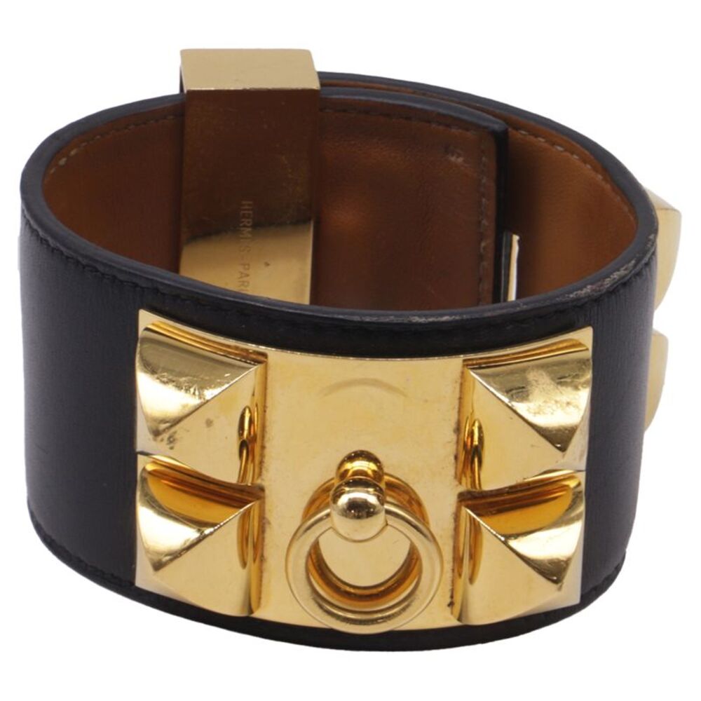 Hermès Collier De Chien Bracelet in Black Calf Leather